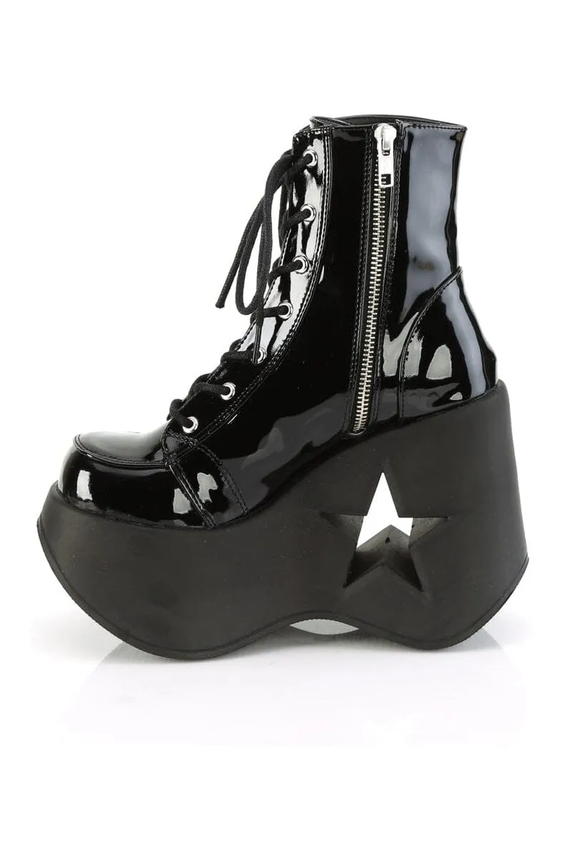 DYNAMITE-106 Black Patent Ankle Boot