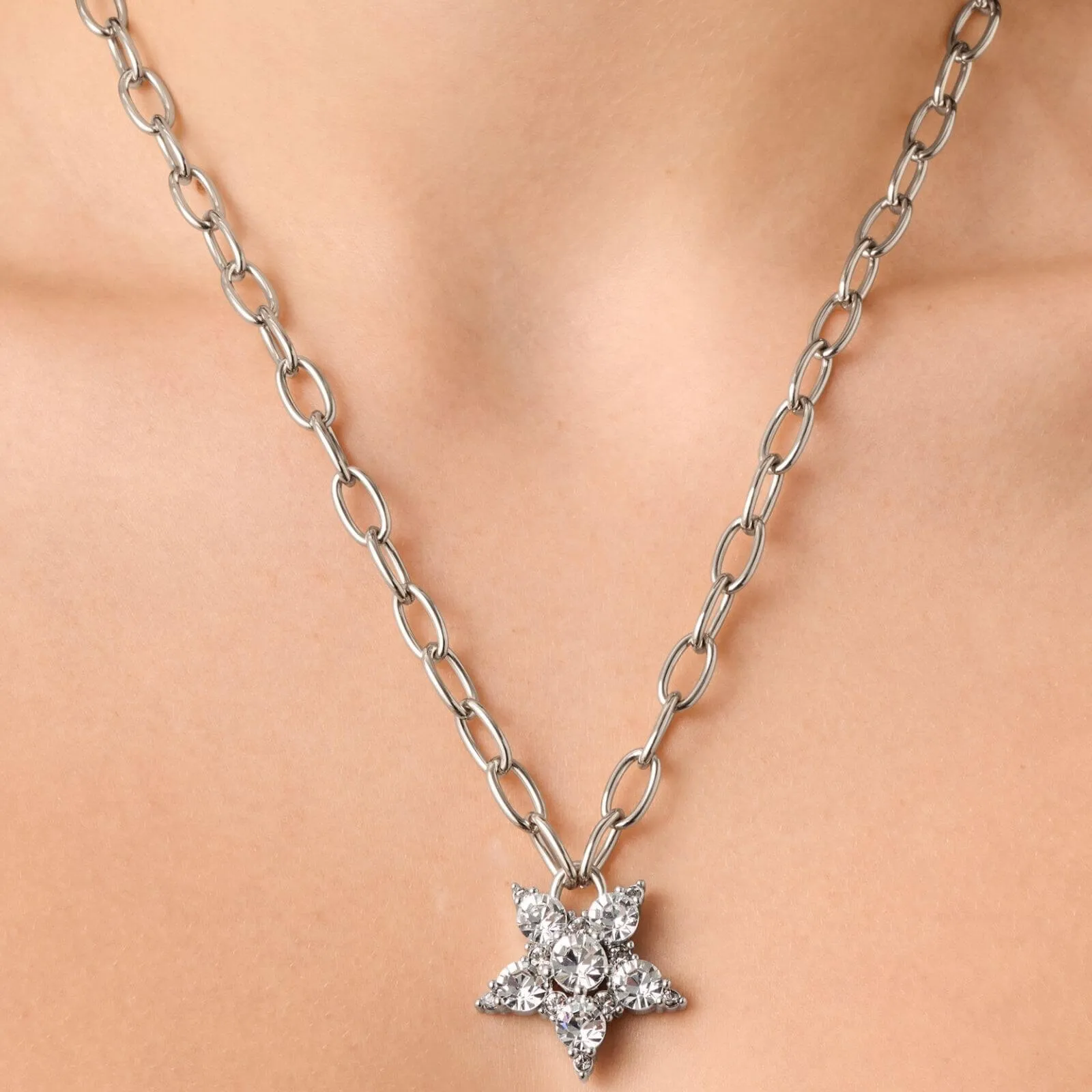 Dyrberg Kern Sagitta Silver Necklace - Clear Crystal