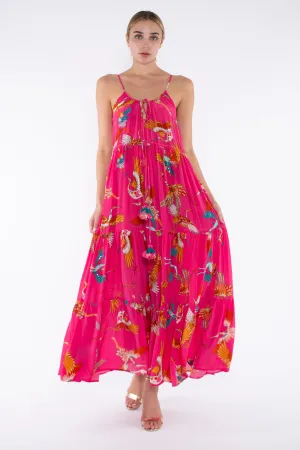 EARL DRESS - FUXIA BOHO HIRO BIRDS