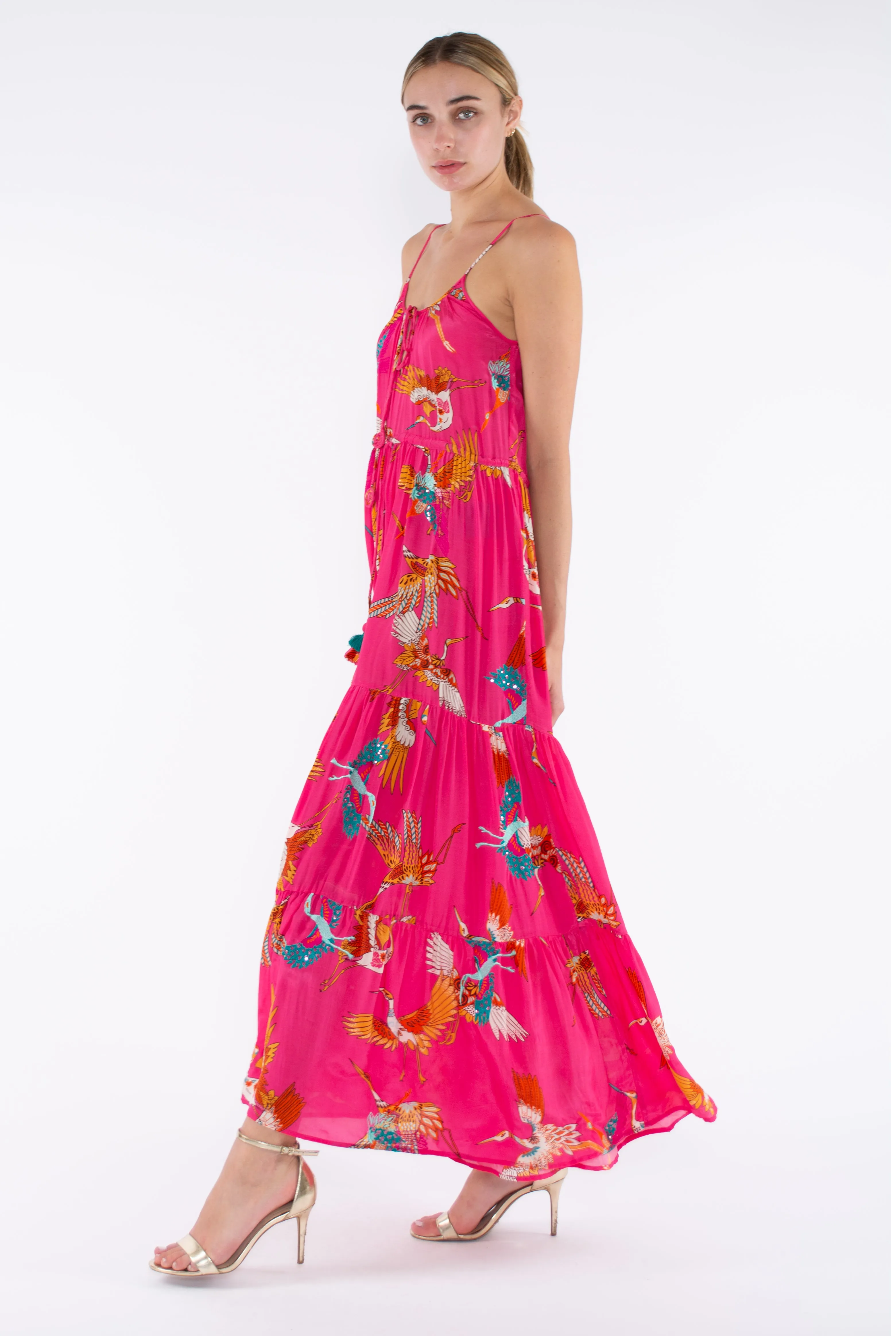EARL DRESS - FUXIA BOHO HIRO BIRDS