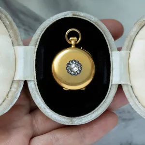 Edwardian 18k Gold Diamond Fob Watch Pendant