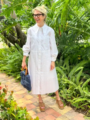 Eileen Collar Dress, White