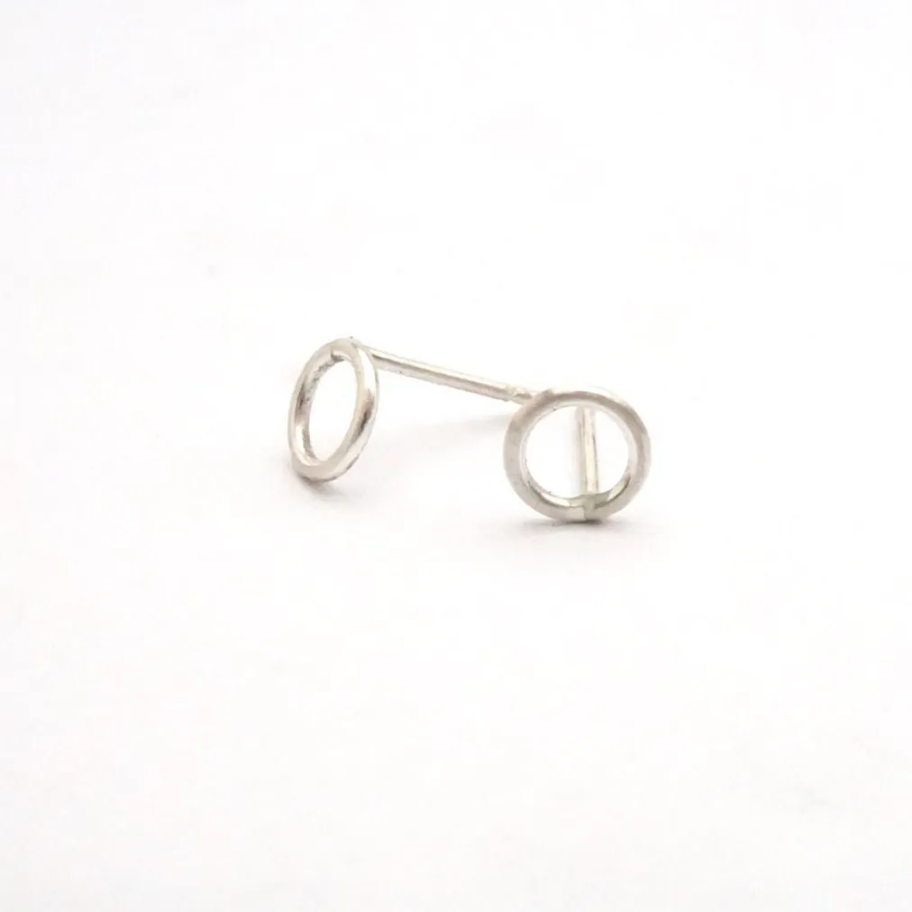 Elegant and Understated Hand-Made Open Circle Stud Earrings - 0034