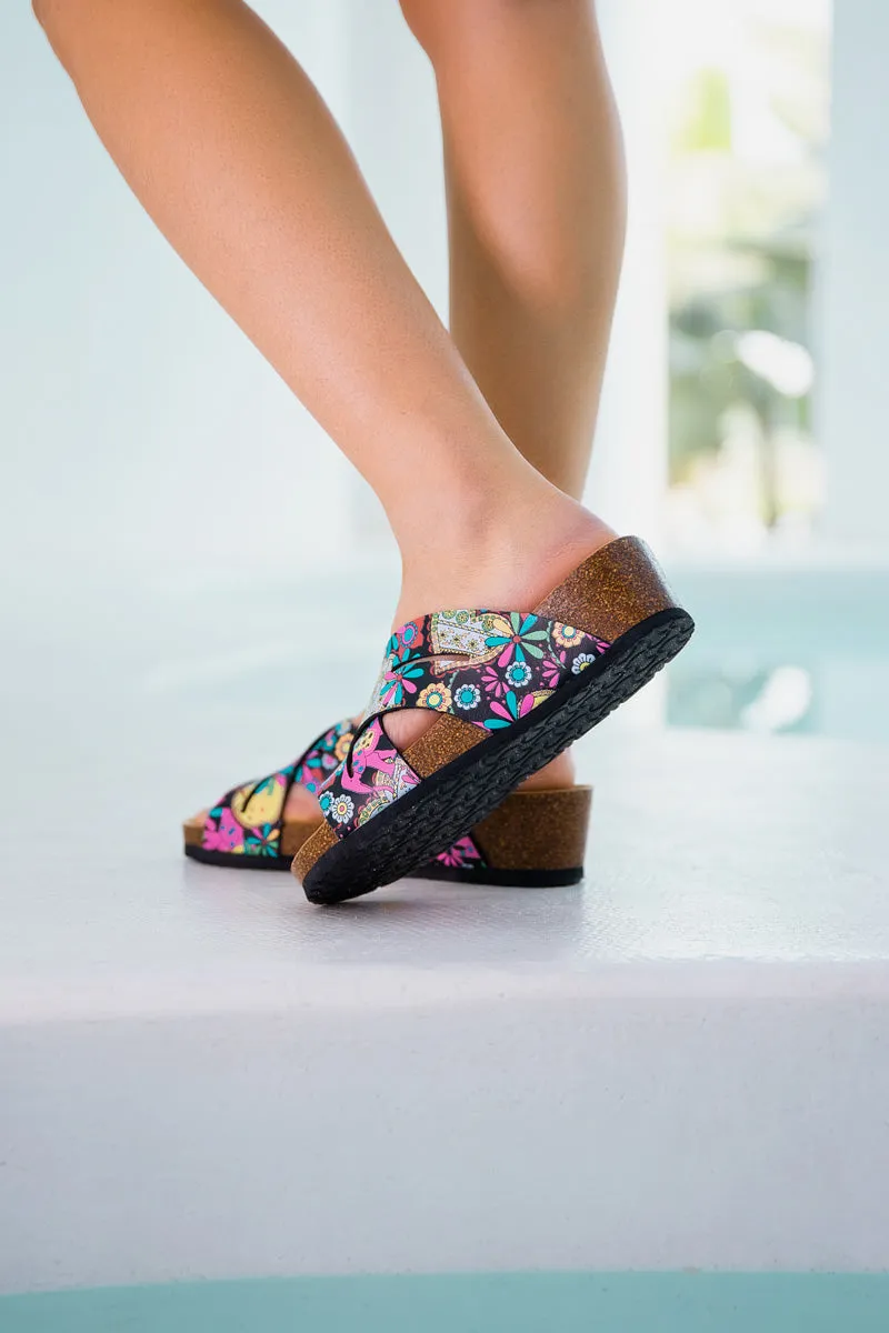Falling For Me Floral Footbed Wedge Sandal