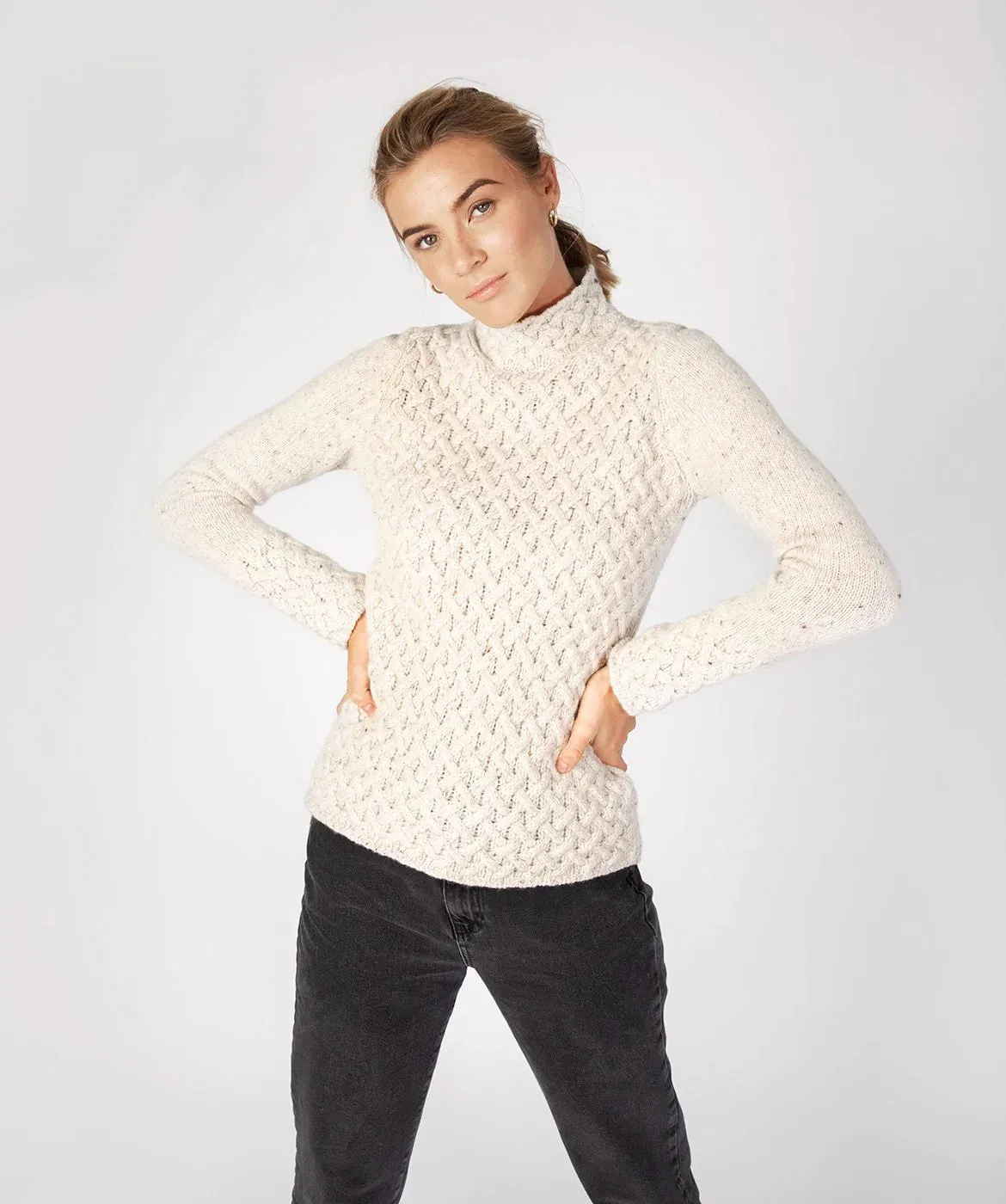 Fisherman Ladies Fitted Aran Tunic...Natural