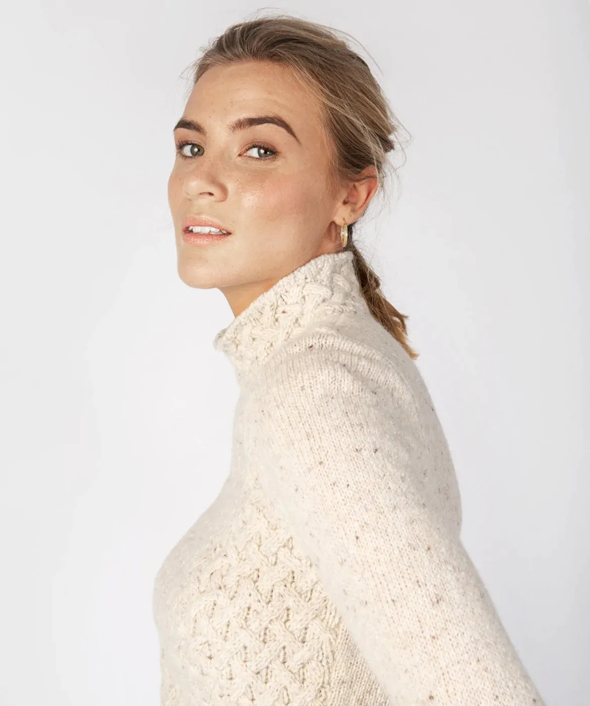 Fisherman Ladies Fitted Aran Tunic...Natural