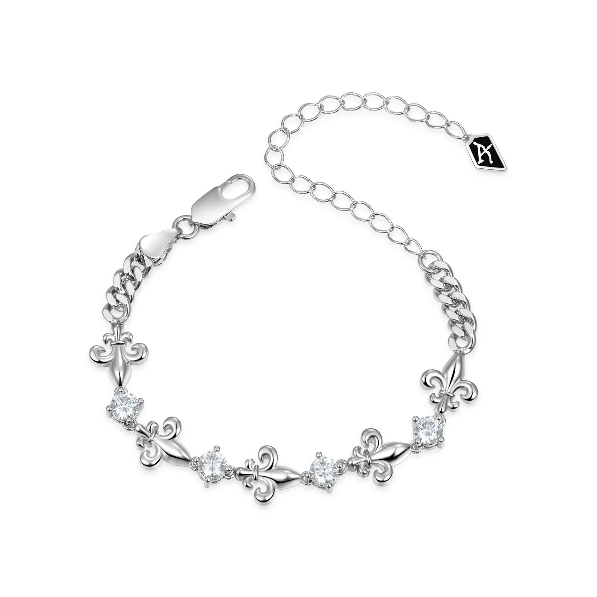 Fleur de lis Adjustable Cuban Bracelet - 4mm [Ship To The US Only]