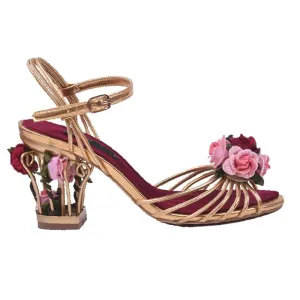 Floral Sculpted Peep-Toe Heels Women Sandals