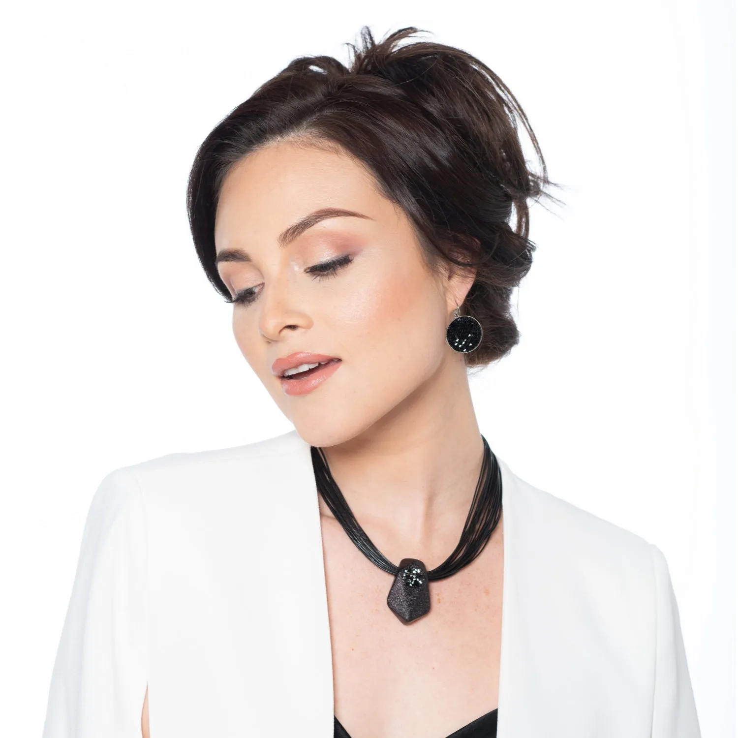 Frances Black crystal-set pave necklace & earrings