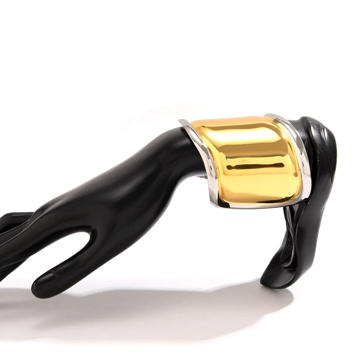 French Style Gold Silver Plated Wide Glossy Open Cuff Bracelet