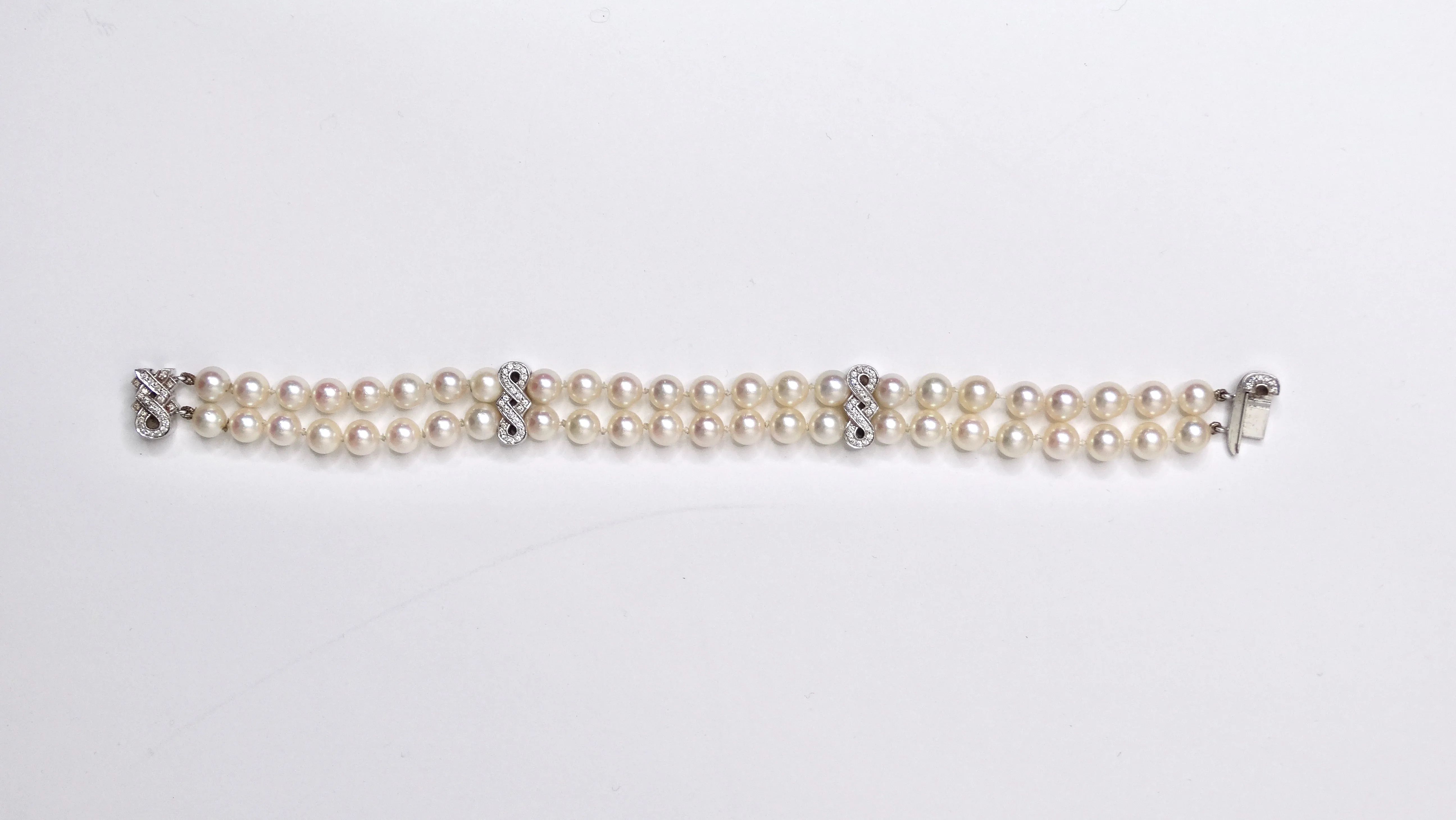 Freshwater Pearl & Diamond Beaded Double-Strand Bracelet