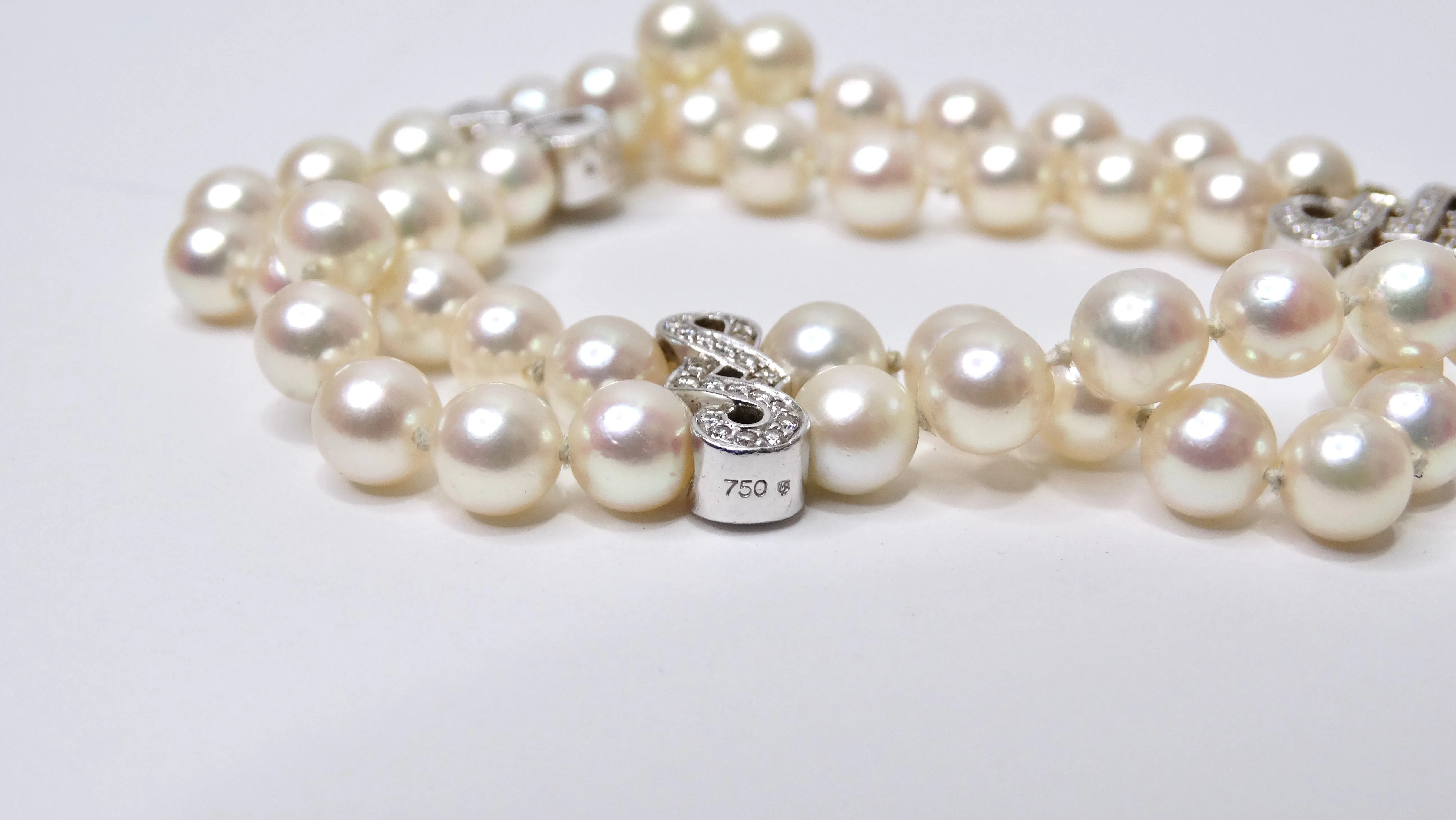 Freshwater Pearl & Diamond Beaded Double-Strand Bracelet