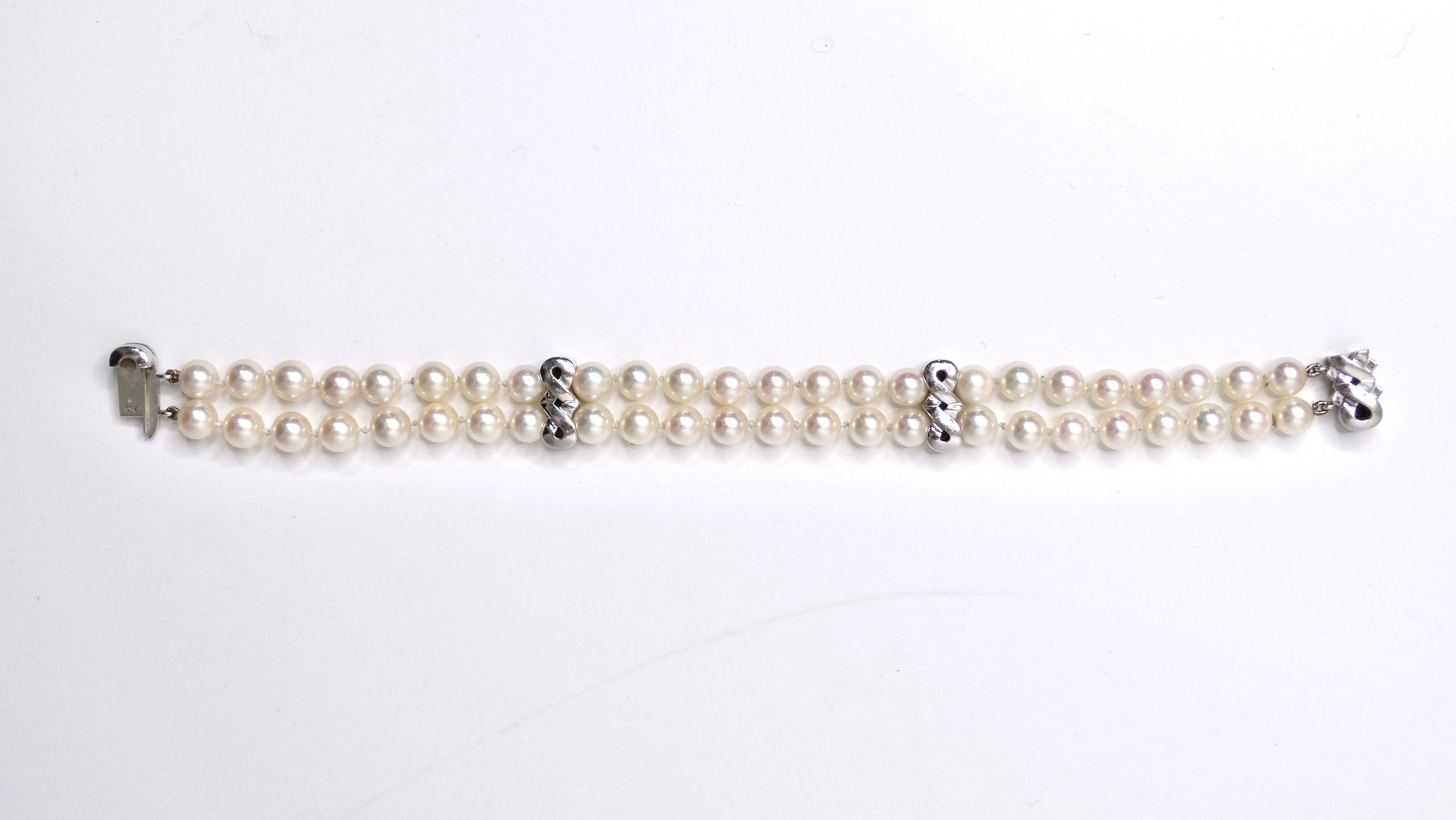Freshwater Pearl & Diamond Beaded Double-Strand Bracelet