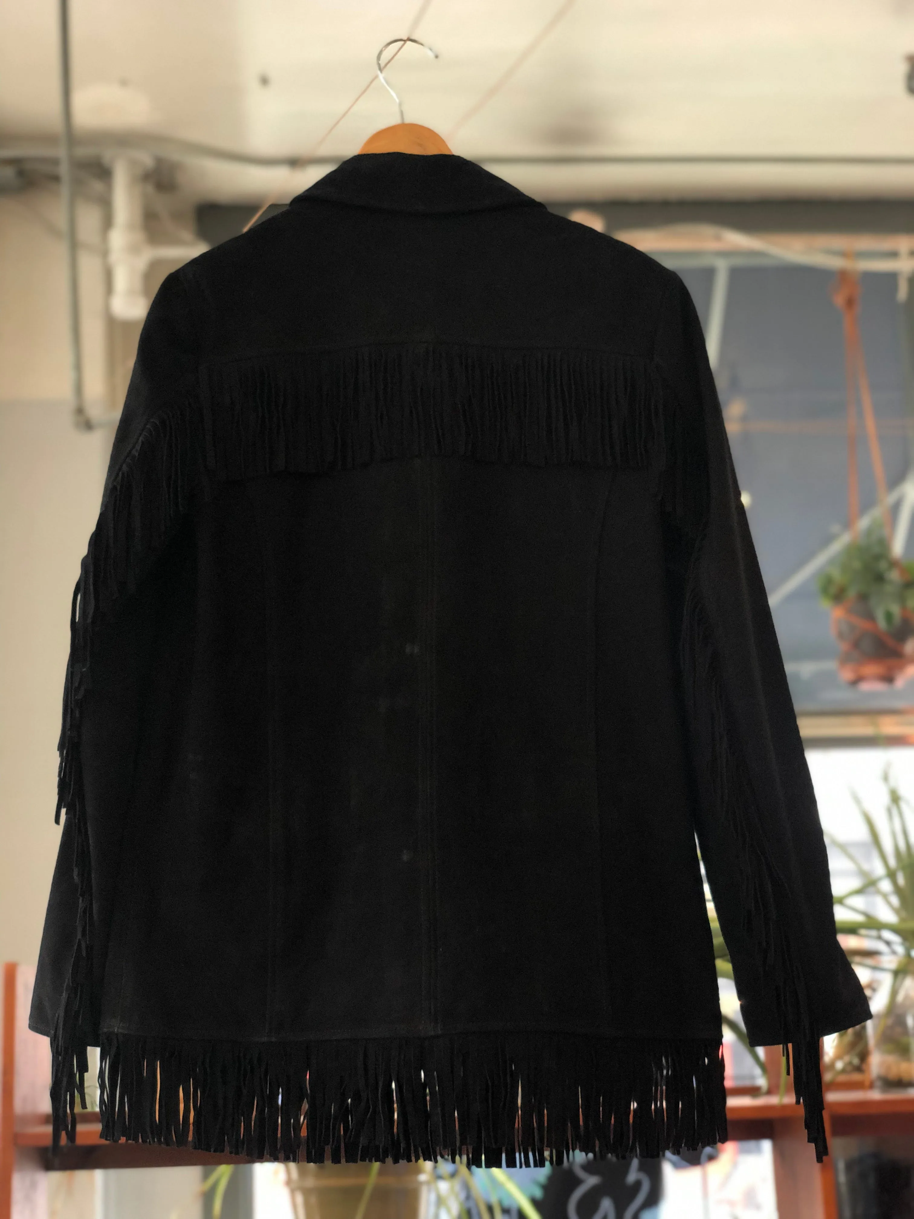 Fringe Suede Jacket Black