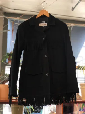 Fringe Suede Jacket Black