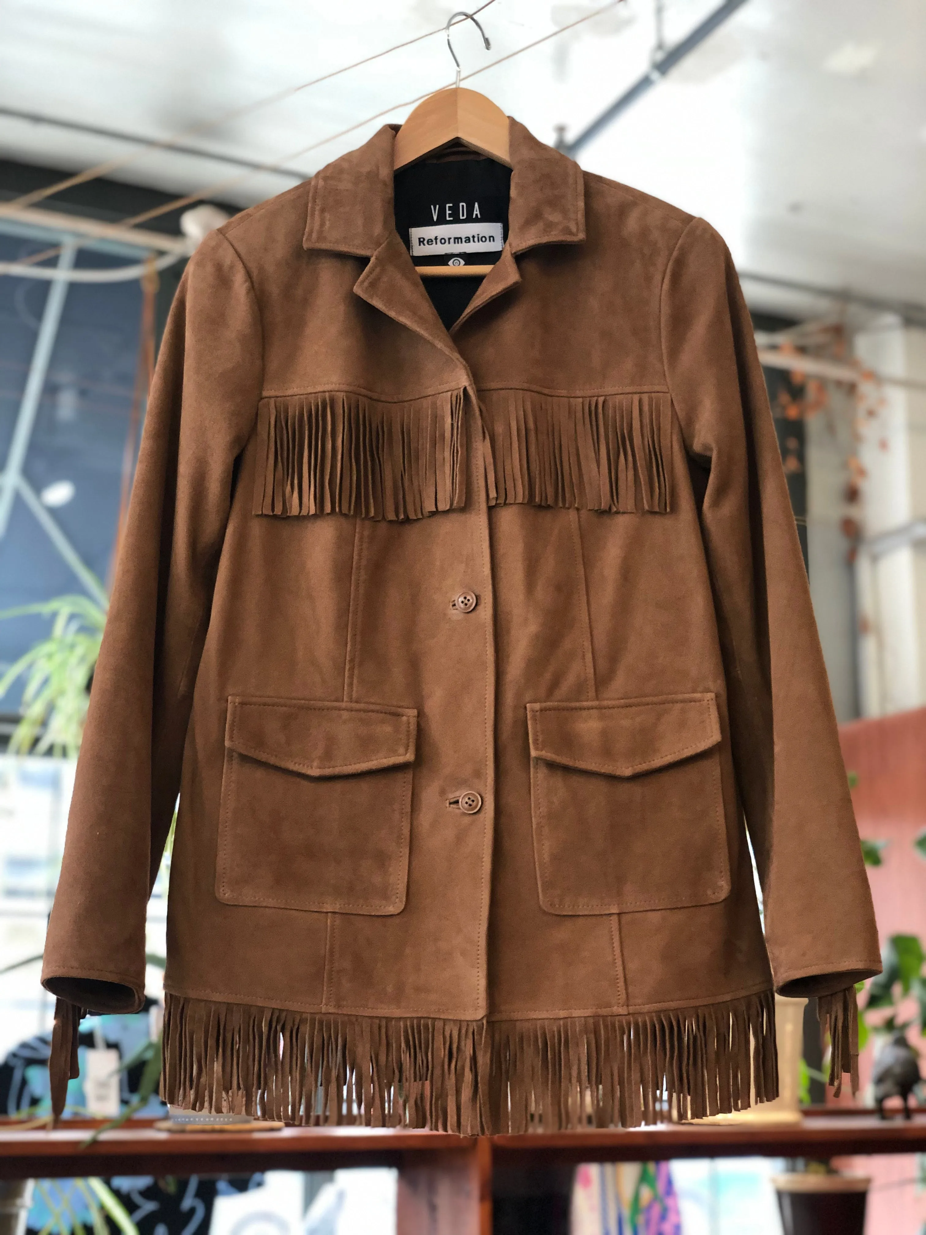 Fringe Suede Jacket Tan