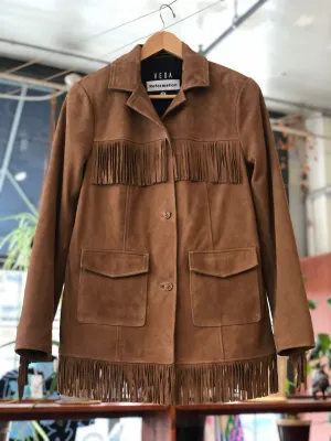 Fringe Suede Jacket Tan
