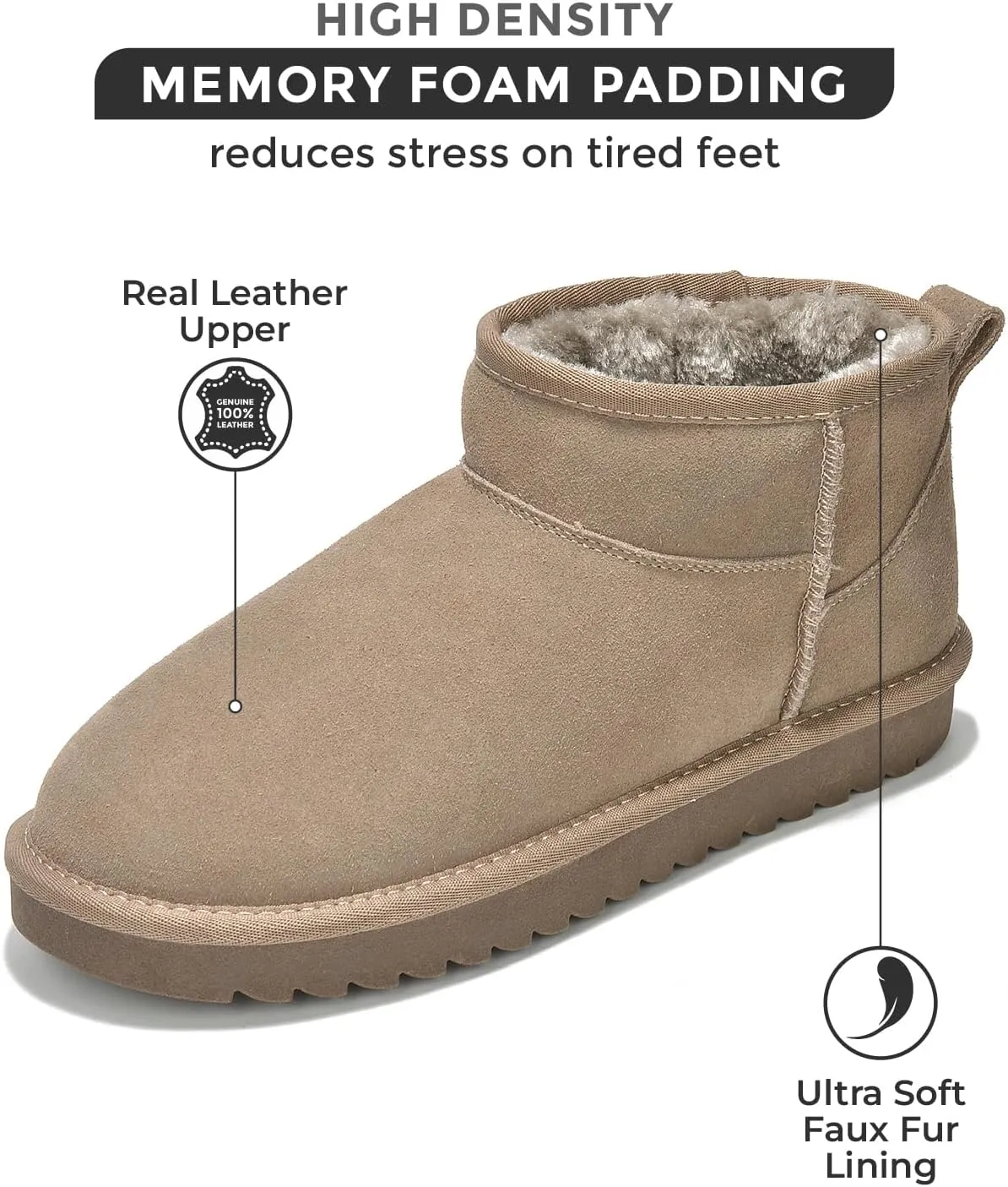 Genuine Suede Ankle Boots for Women - Water Resistant Winter Boots for Women - Memory Foam Insole Trending Shoes for Women - Comfortable Women's Ankle Boots (Hippy)