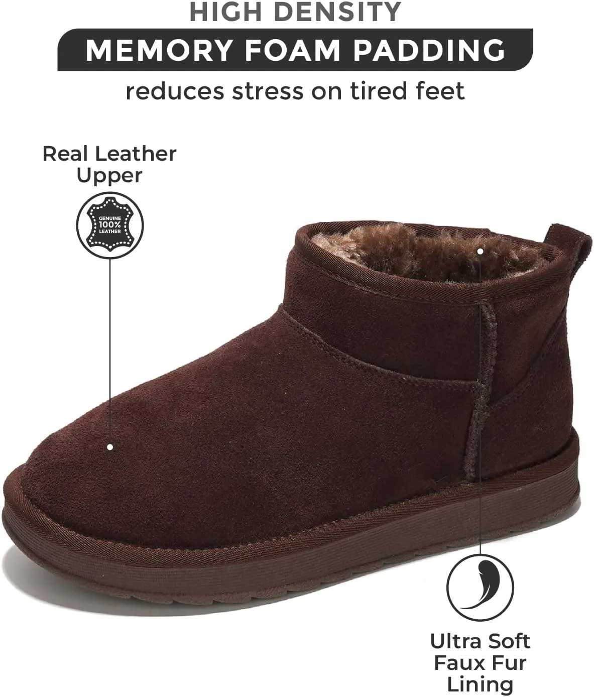 Genuine Suede Ankle Boots for Women - Water Resistant Winter Boots for Women - Memory Foam Insole Trending Shoes for Women - Comfortable Women's Ankle Boots (Hippy)