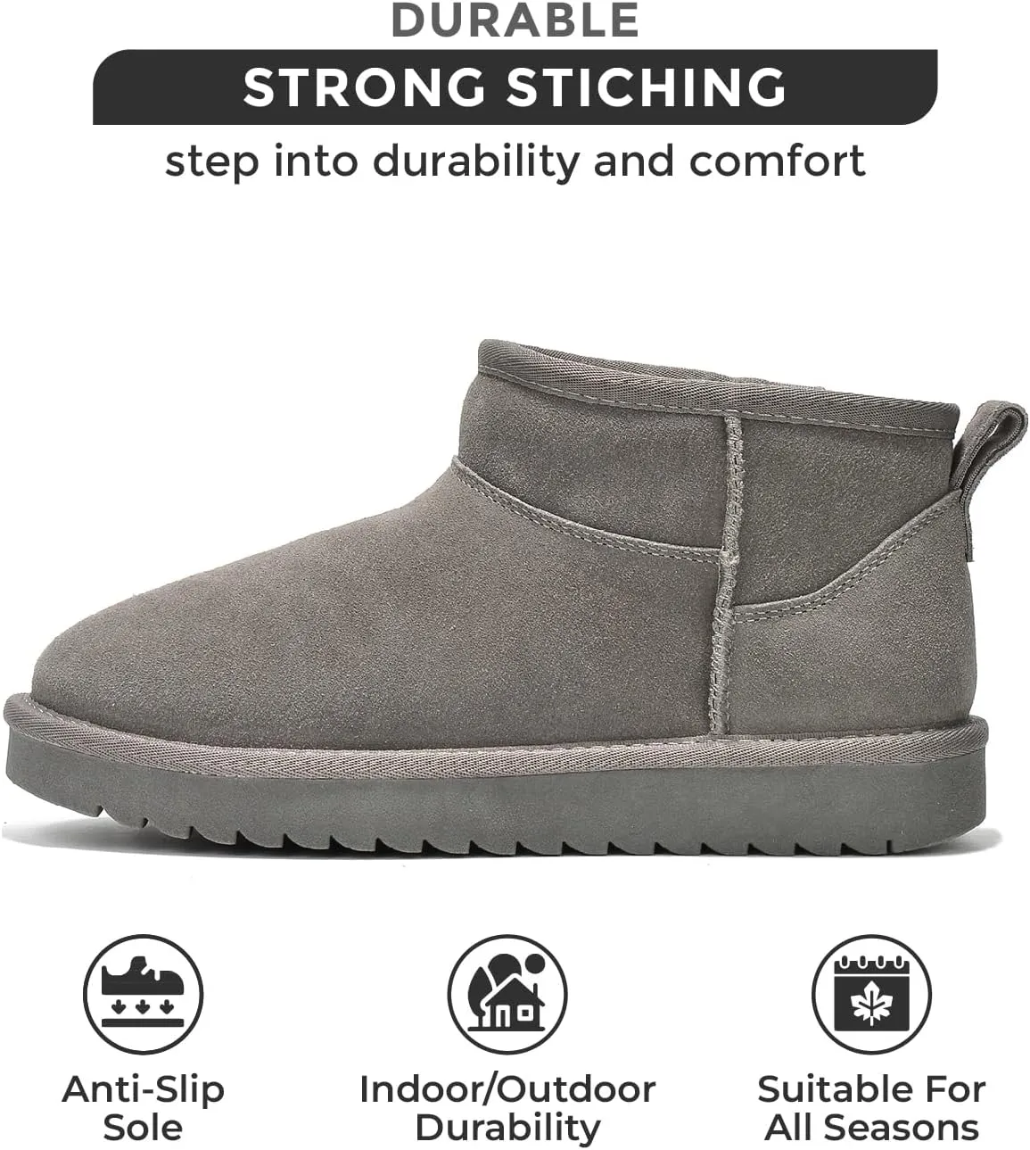 Genuine Suede Ankle Boots for Women - Water Resistant Winter Boots for Women - Memory Foam Insole Trending Shoes for Women - Comfortable Women's Ankle Boots (Hippy)