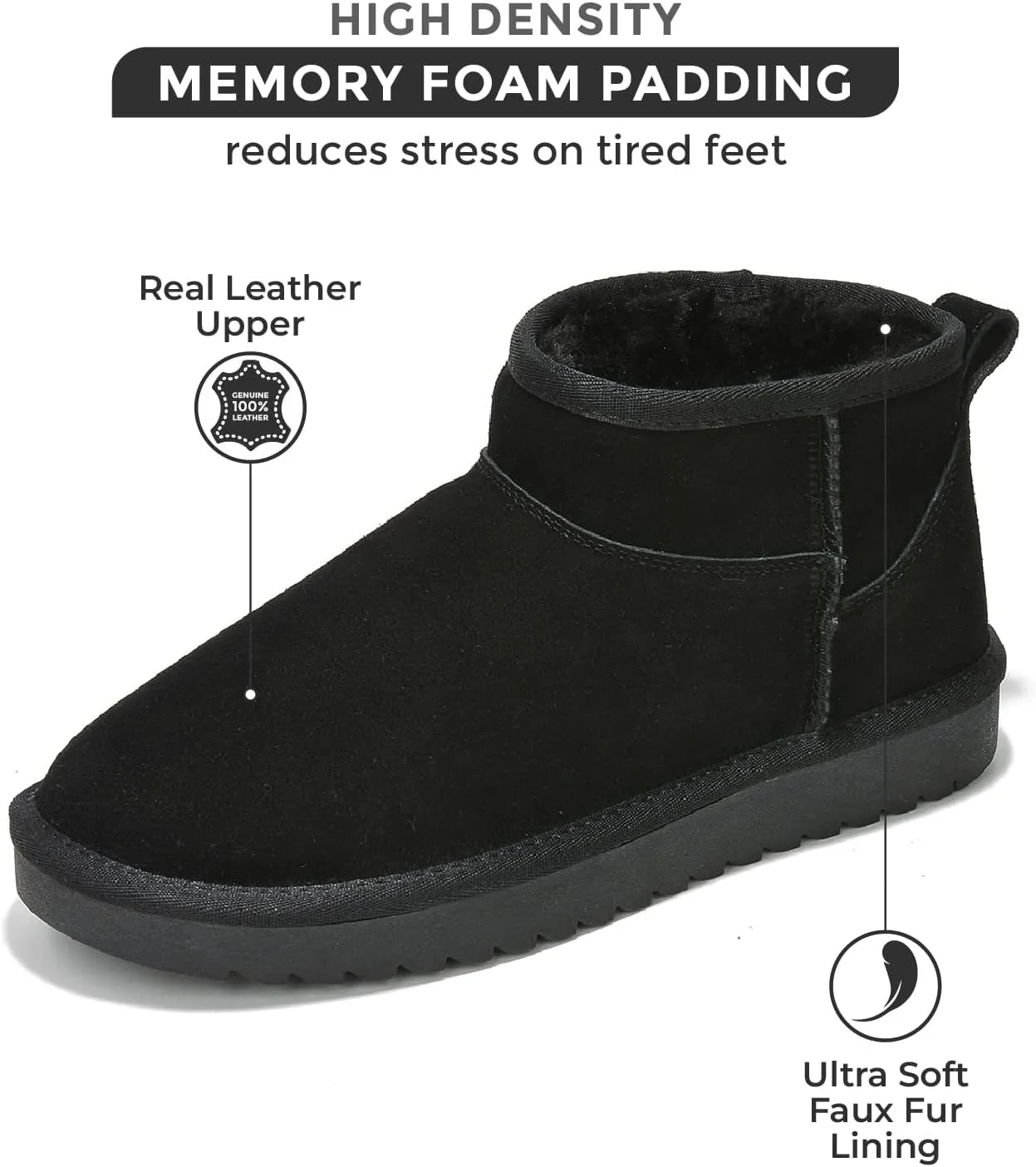 Genuine Suede Ankle Boots for Women - Water Resistant Winter Boots for Women - Memory Foam Insole Trending Shoes for Women - Comfortable Women's Ankle Boots (Hippy)