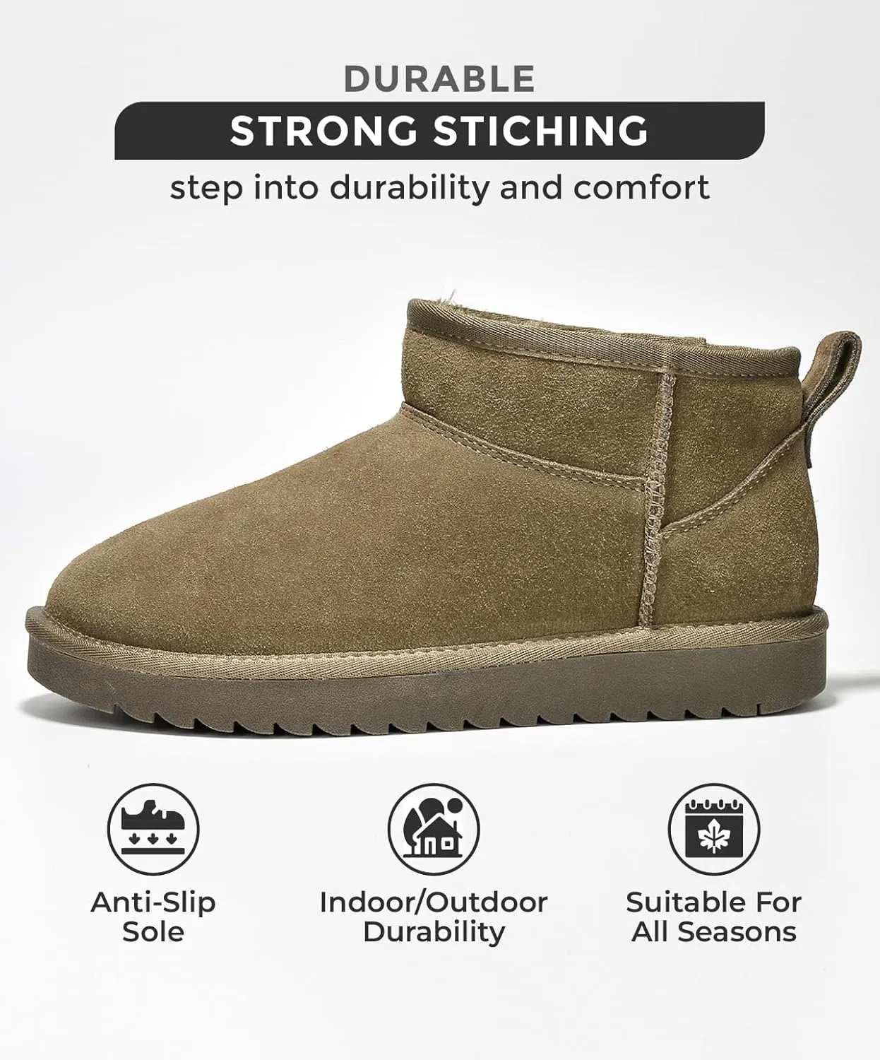 Genuine Suede Ankle Boots for Women - Water Resistant Winter Boots for Women - Memory Foam Insole Trending Shoes for Women - Comfortable Women's Ankle Boots (Hippy)