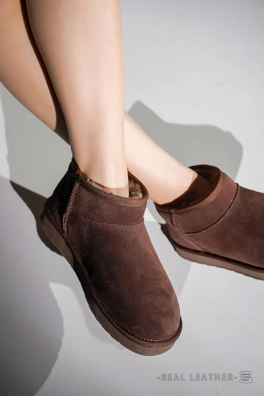 Genuine Suede Ankle Boots for Women - Water Resistant Winter Boots for Women - Memory Foam Insole Trending Shoes for Women - Comfortable Women's Ankle Boots (Hippy)