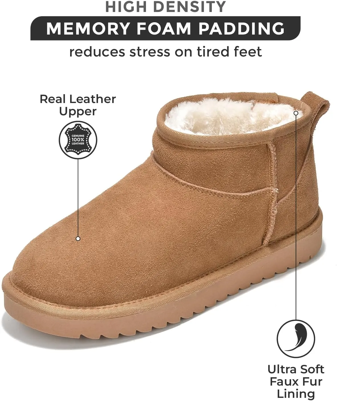 Genuine Suede Ankle Boots for Women - Water Resistant Winter Boots for Women - Memory Foam Insole Trending Shoes for Women - Comfortable Women's Ankle Boots (Hippy)