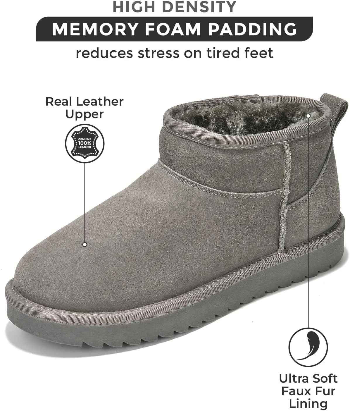 Genuine Suede Ankle Boots for Women - Water Resistant Winter Boots for Women - Memory Foam Insole Trending Shoes for Women - Comfortable Women's Ankle Boots (Hippy)