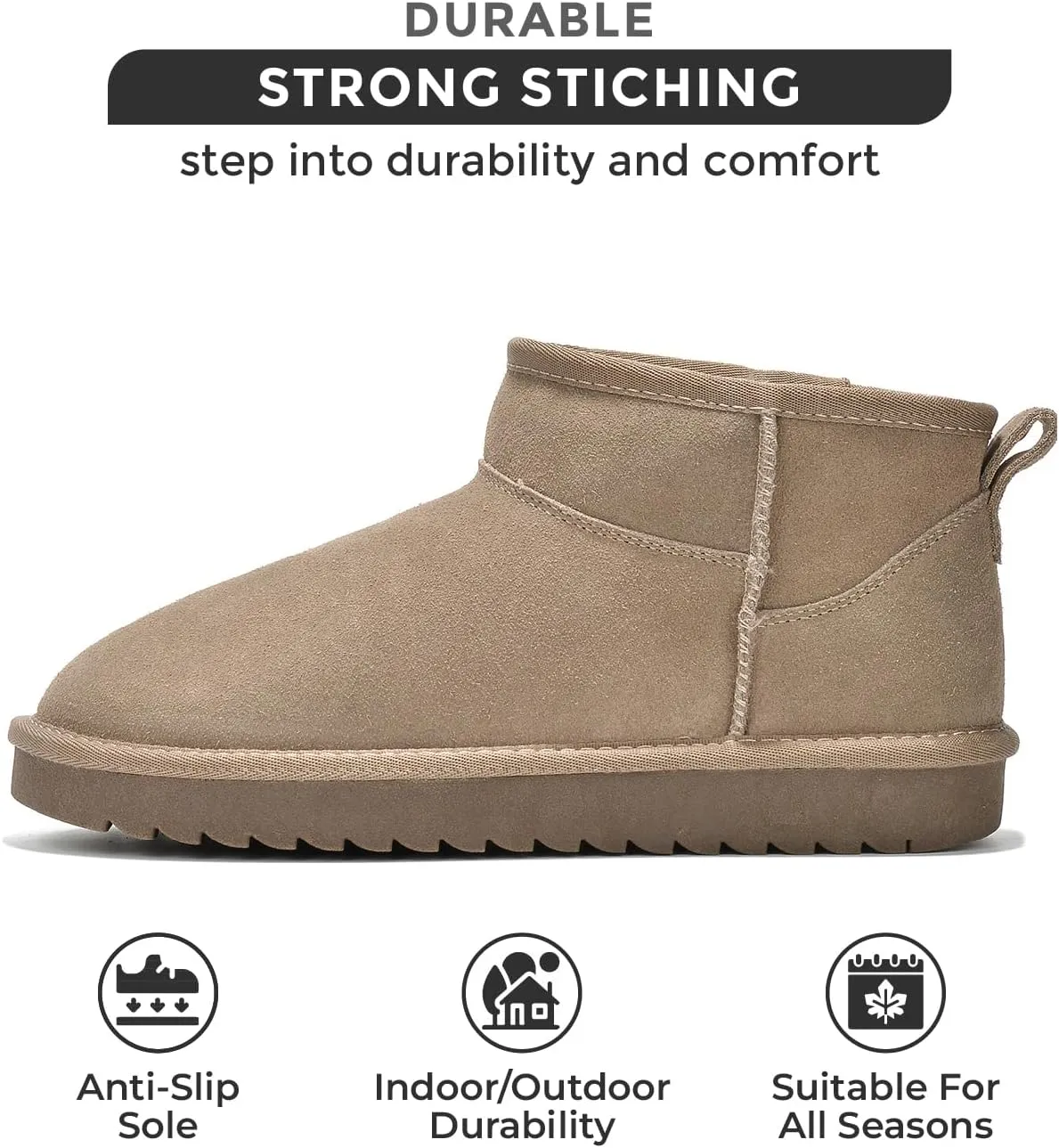 Genuine Suede Ankle Boots for Women - Water Resistant Winter Boots for Women - Memory Foam Insole Trending Shoes for Women - Comfortable Women's Ankle Boots (Hippy)