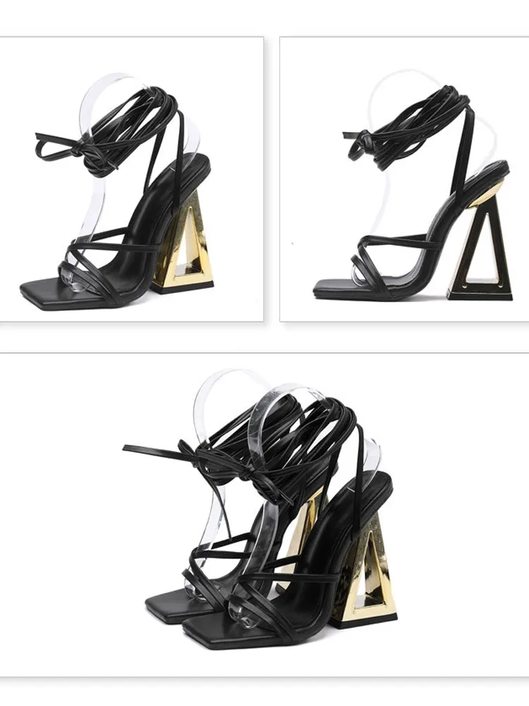 Geo Heel Square Toe Sandals