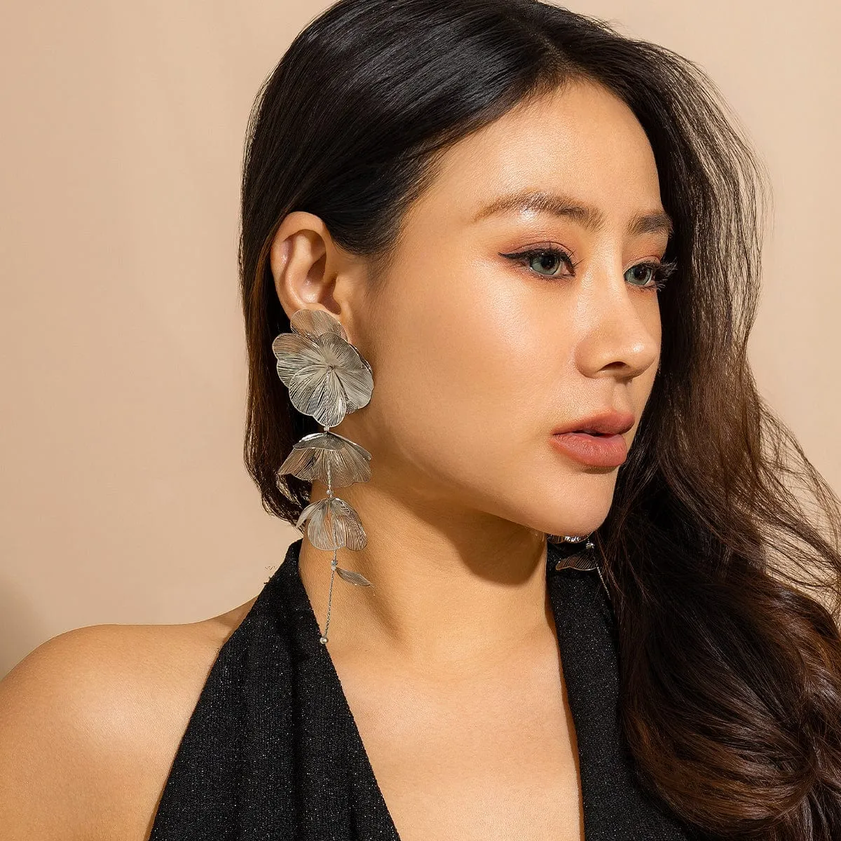 Geometric Chunky Abstract Floral Tassel Earrings