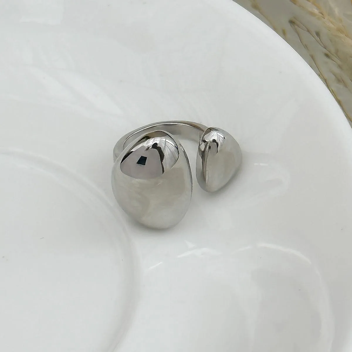 Geometric Chunky Asymmetric Pattern Open Ring