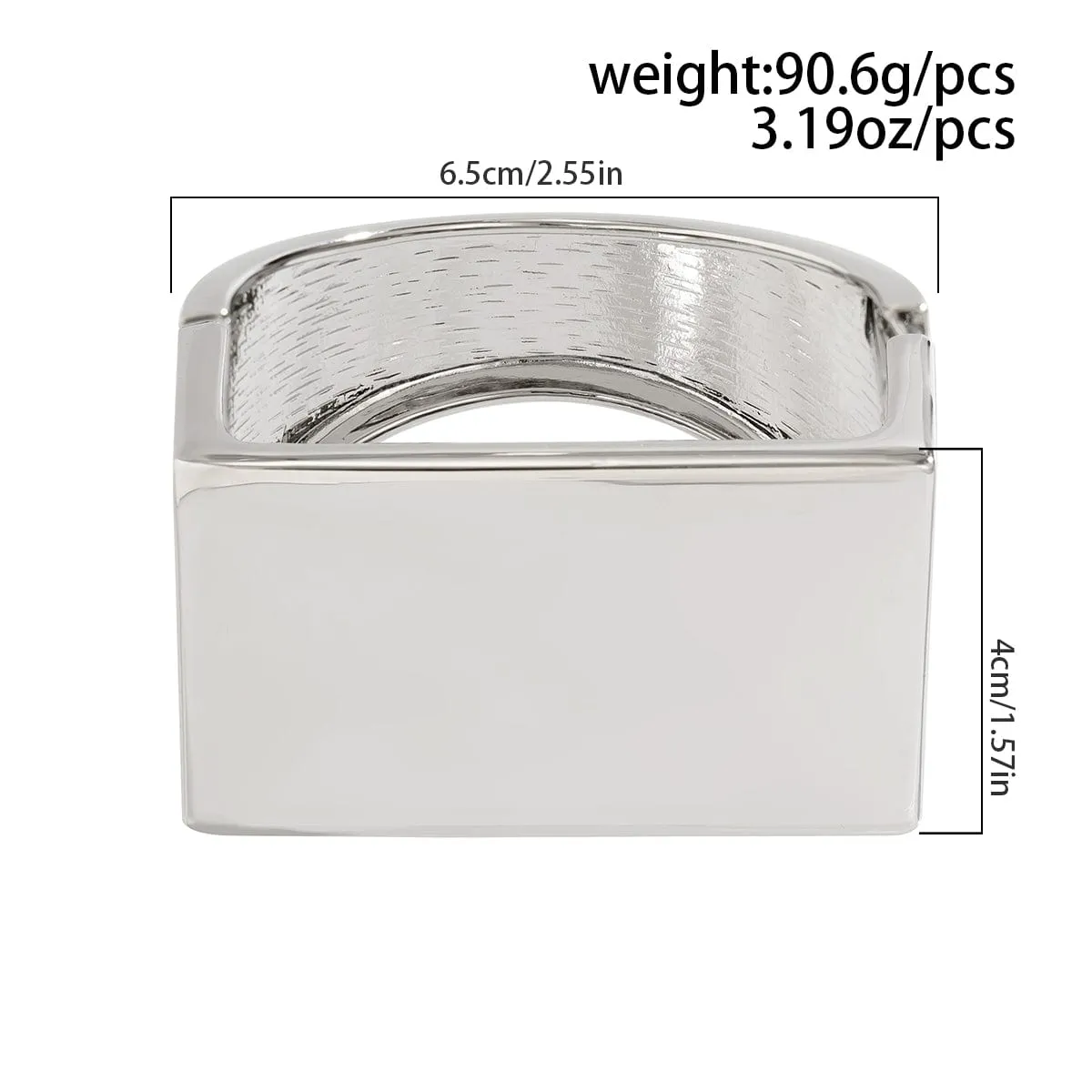 Geometric Chunky D Shaped Wide Cuff Bangle Bracelet