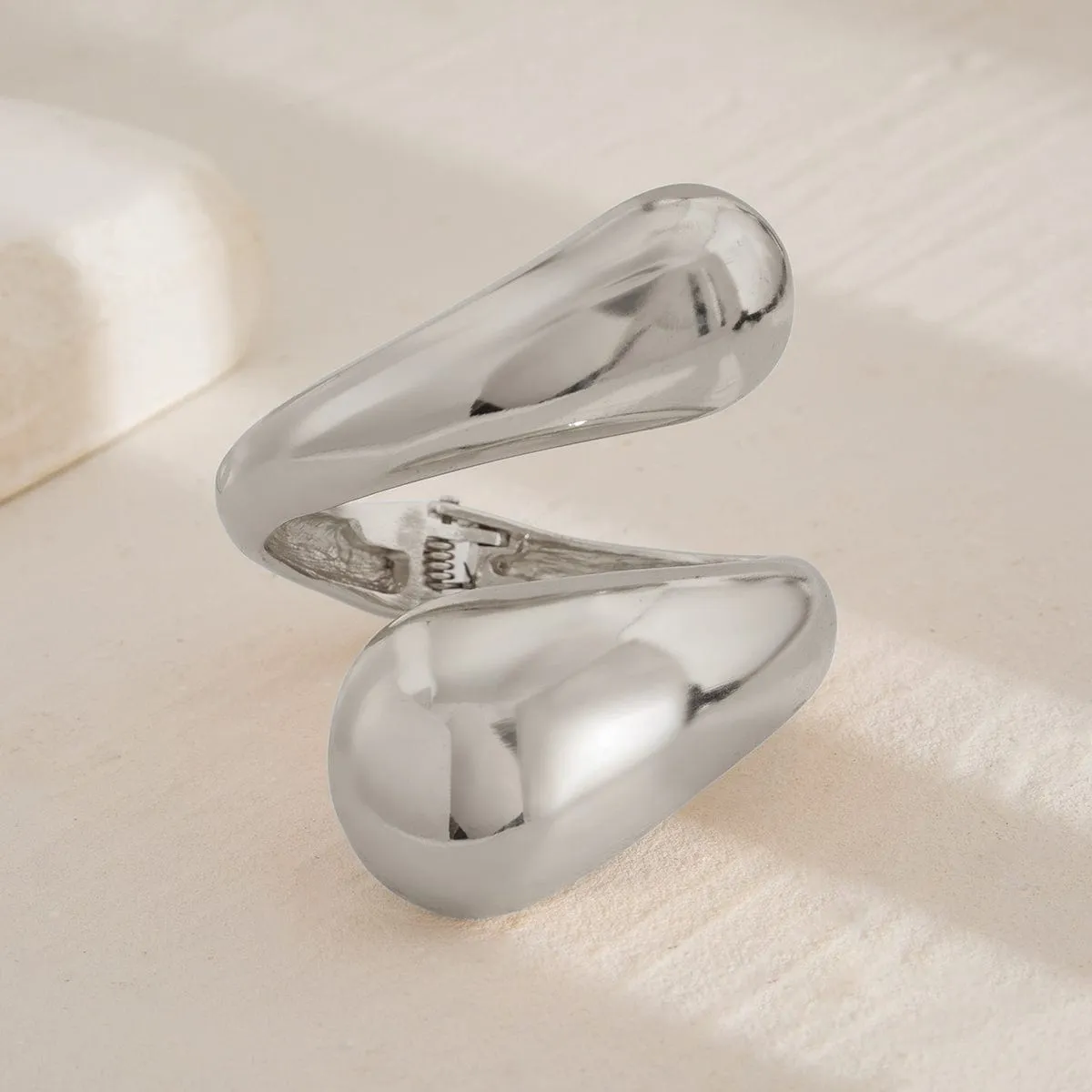 Geometric Chunky Gold Silver Plated Glossy Open Bangle Bracelet