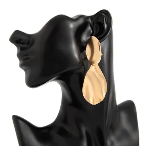 Geometric Chunky Gold Silver Tone Pleated Dangle Earrings