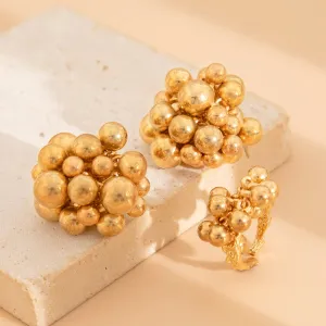 Geometric Chunky Irregular Beads Earrings Ring Set