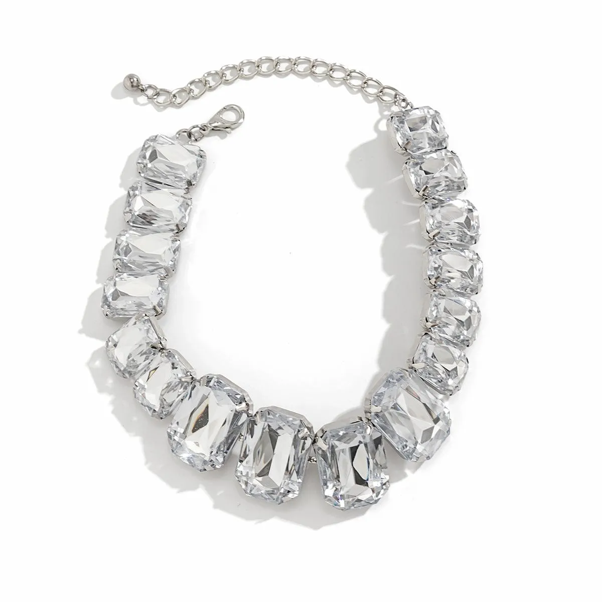 Geometric Chunky Rhinestone Inlaid Chain Necklace
