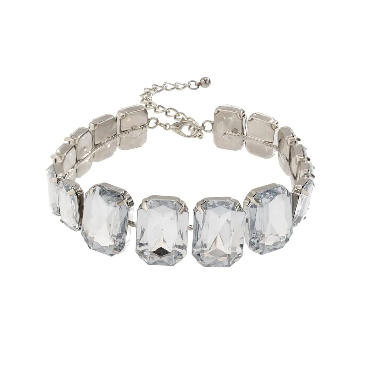 Geometric Chunky Rhinestone Inlaid Chain Necklace