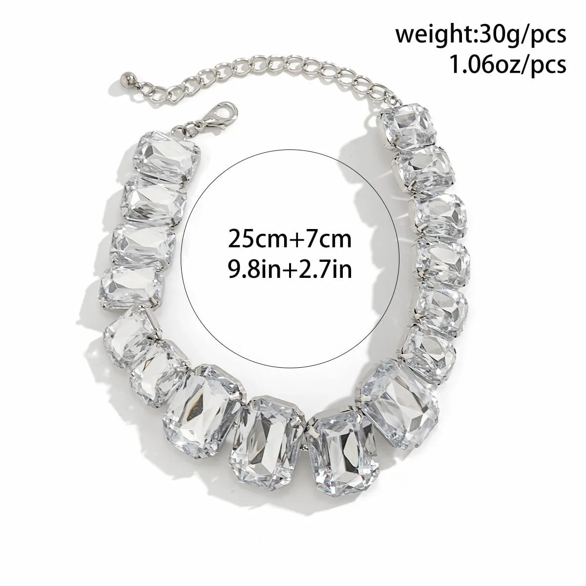 Geometric Chunky Rhinestone Inlaid Chain Necklace