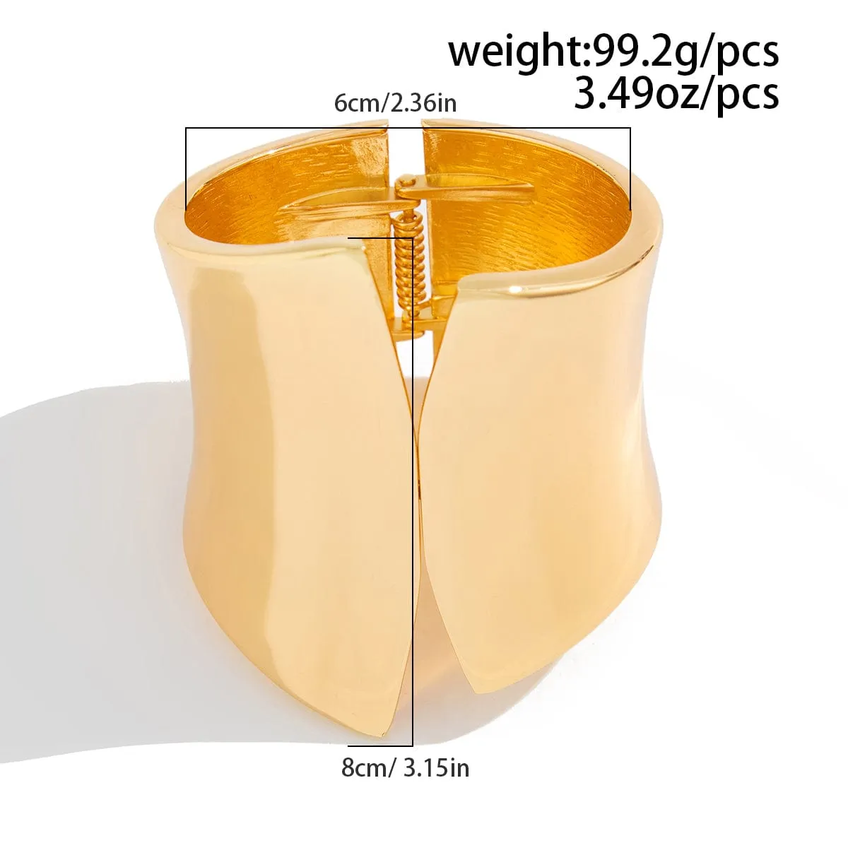 Geometric Gold Silver Tone Glossy Wide Cuff Bangle Bracelet