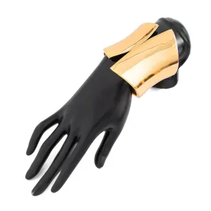 Geometric Gold Silver Tone Glossy Wide Cuff Bangle Bracelet