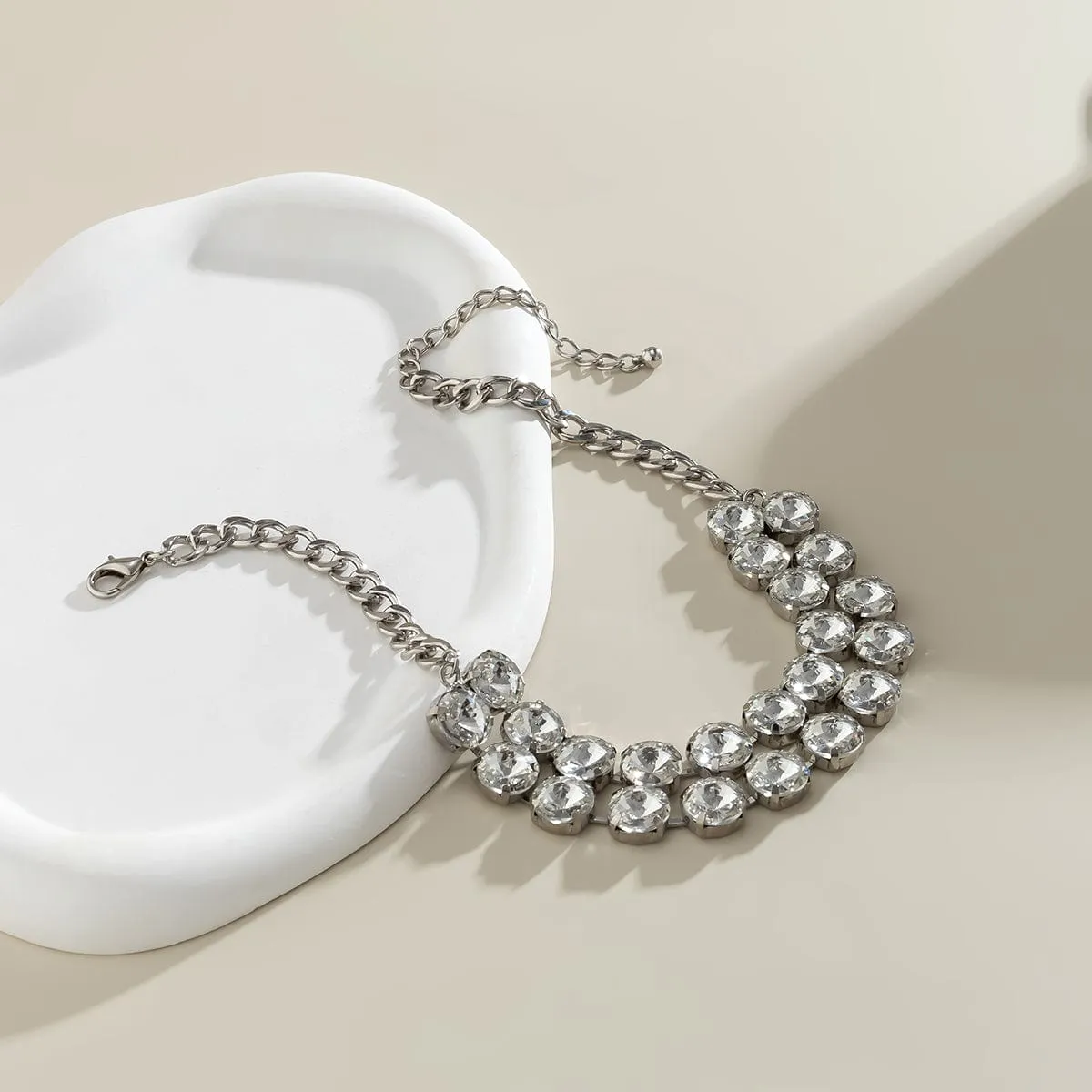 Geometric Layering Chunky Crystal Collar Choker