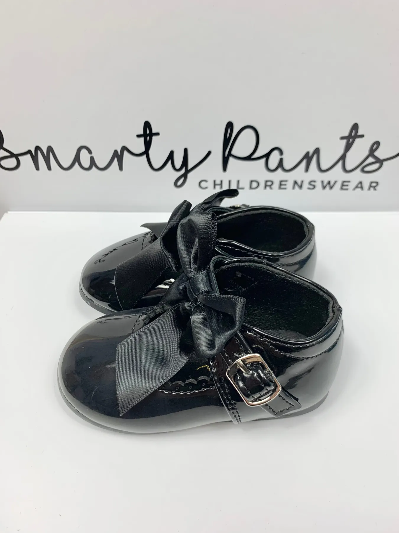 Girls 'Kylie' Black Bow Shoes