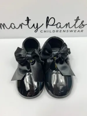 Girls 'Kylie' Black Bow Shoes