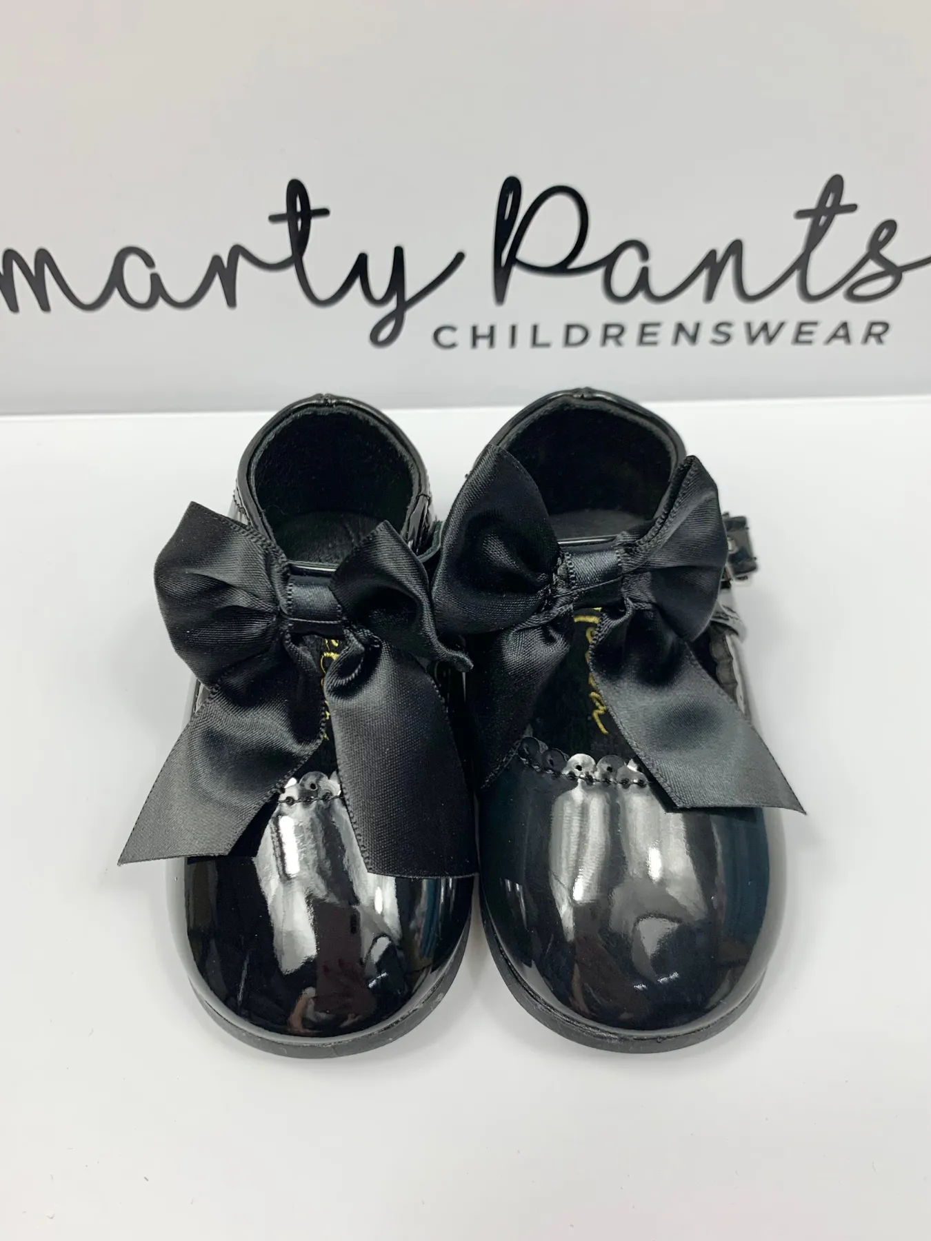 Girls 'Kylie' Black Bow Shoes
