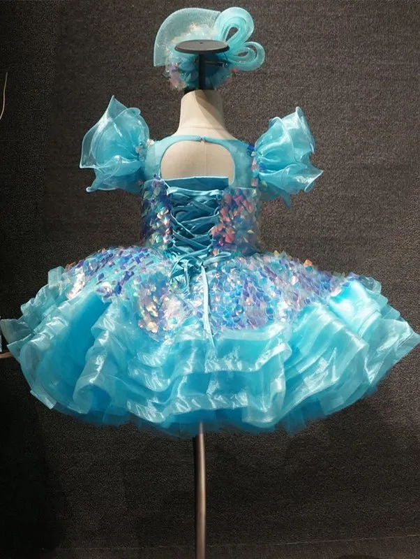 Glitz Beaded Bodice Baby Girl Pageant Dress with Hair bow