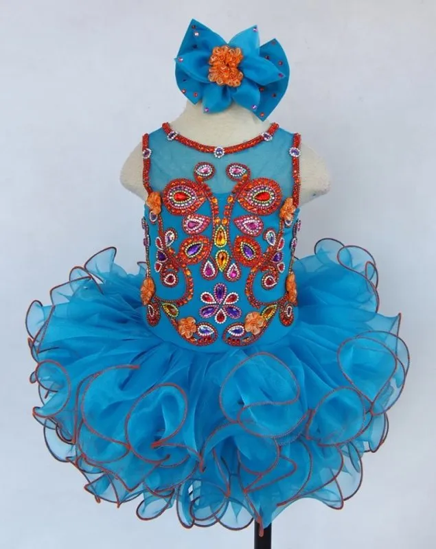Glitz Beaded Bodice Little Miss Cupcake Pageant Dress with Hair bow