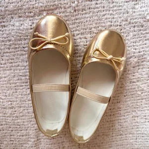 Gold Bow Ballerina Flats for Kids