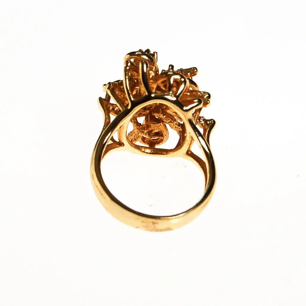 Gold Diamante Cluster Statement Ring, Gold Plated